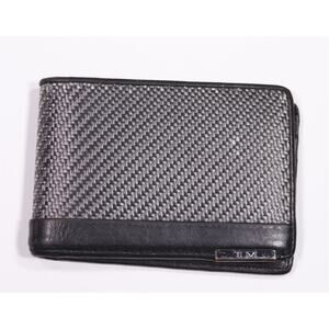 Tumi Aplha CFX Slim Card Case Leather/Carbon Wallet - Black RFID Protection